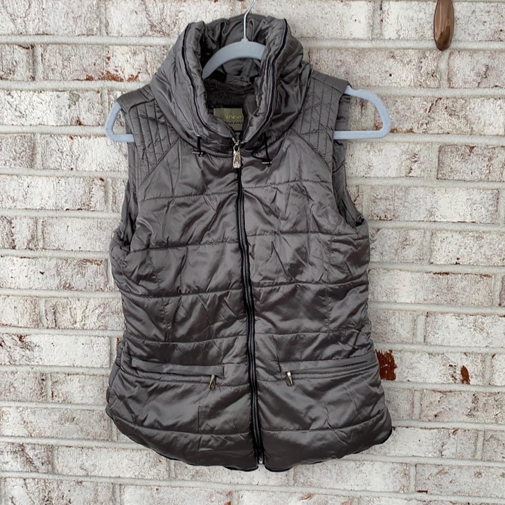 Women's Roosevelt Black Label Gray Wool Lined Vest Size Medium